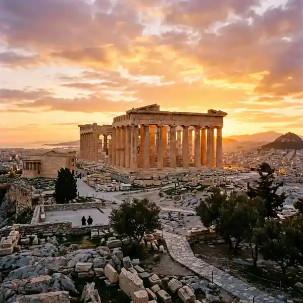 El Partenón al atardecer